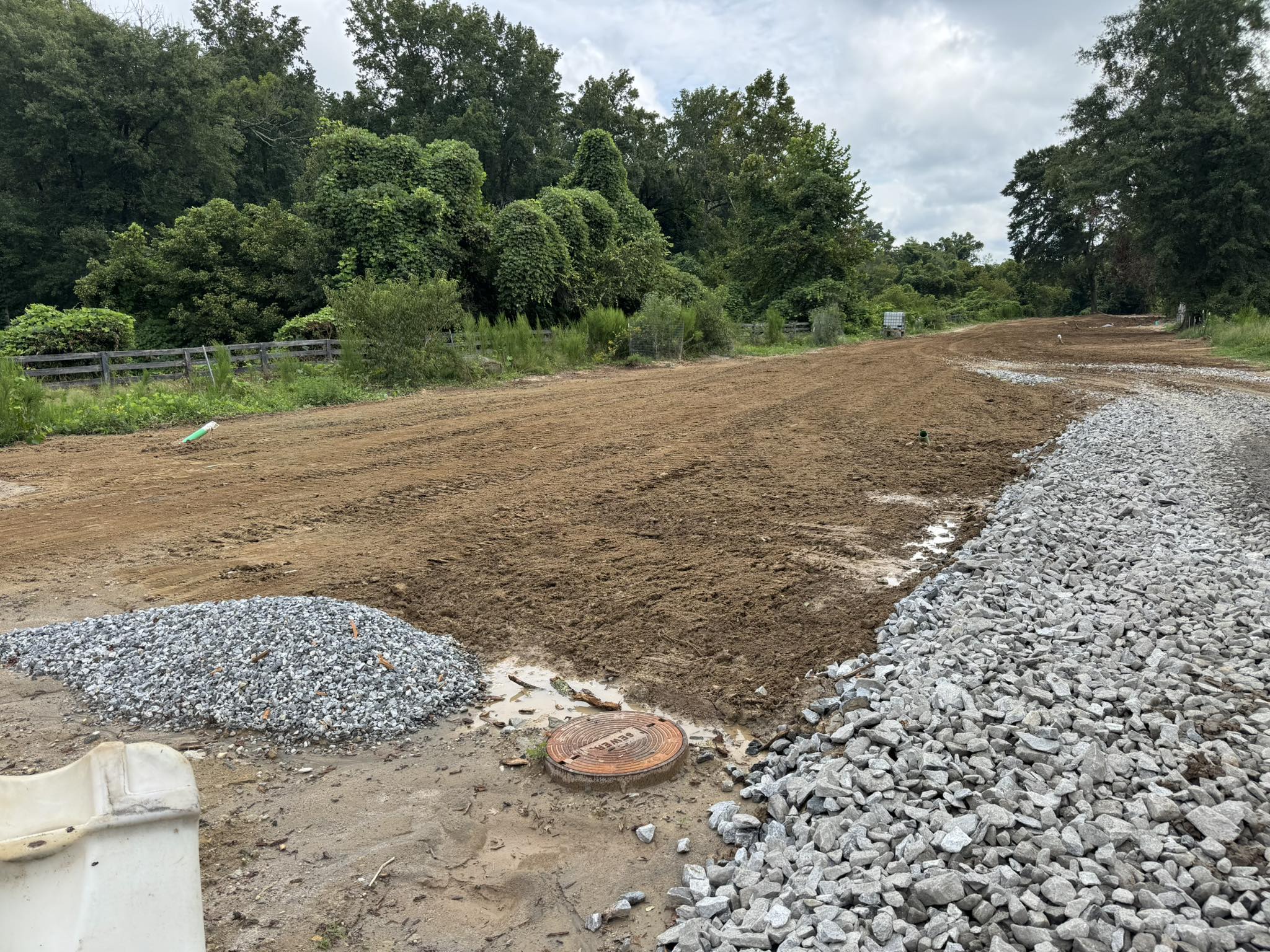 Compacted construction soil on a new build property in Sudbury Ontario