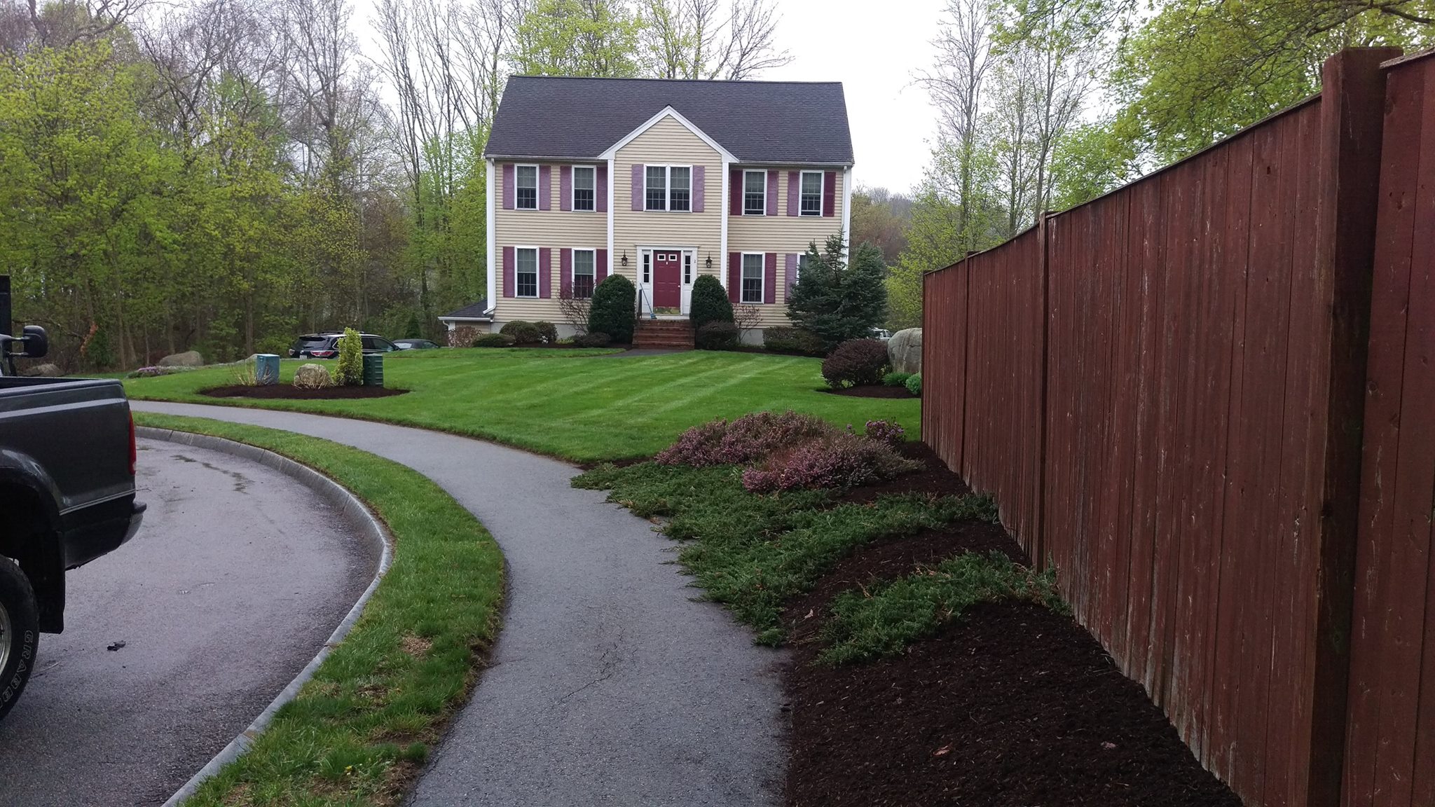 Core aeration after cleanup Sudbury lawn