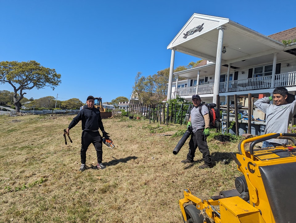 Cutting Edge Lawn crew servicing a Sudbury property