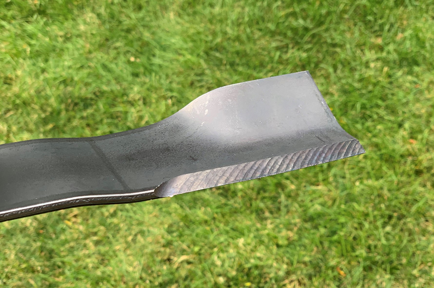 Dull mower blade torn grass tips Sudbury