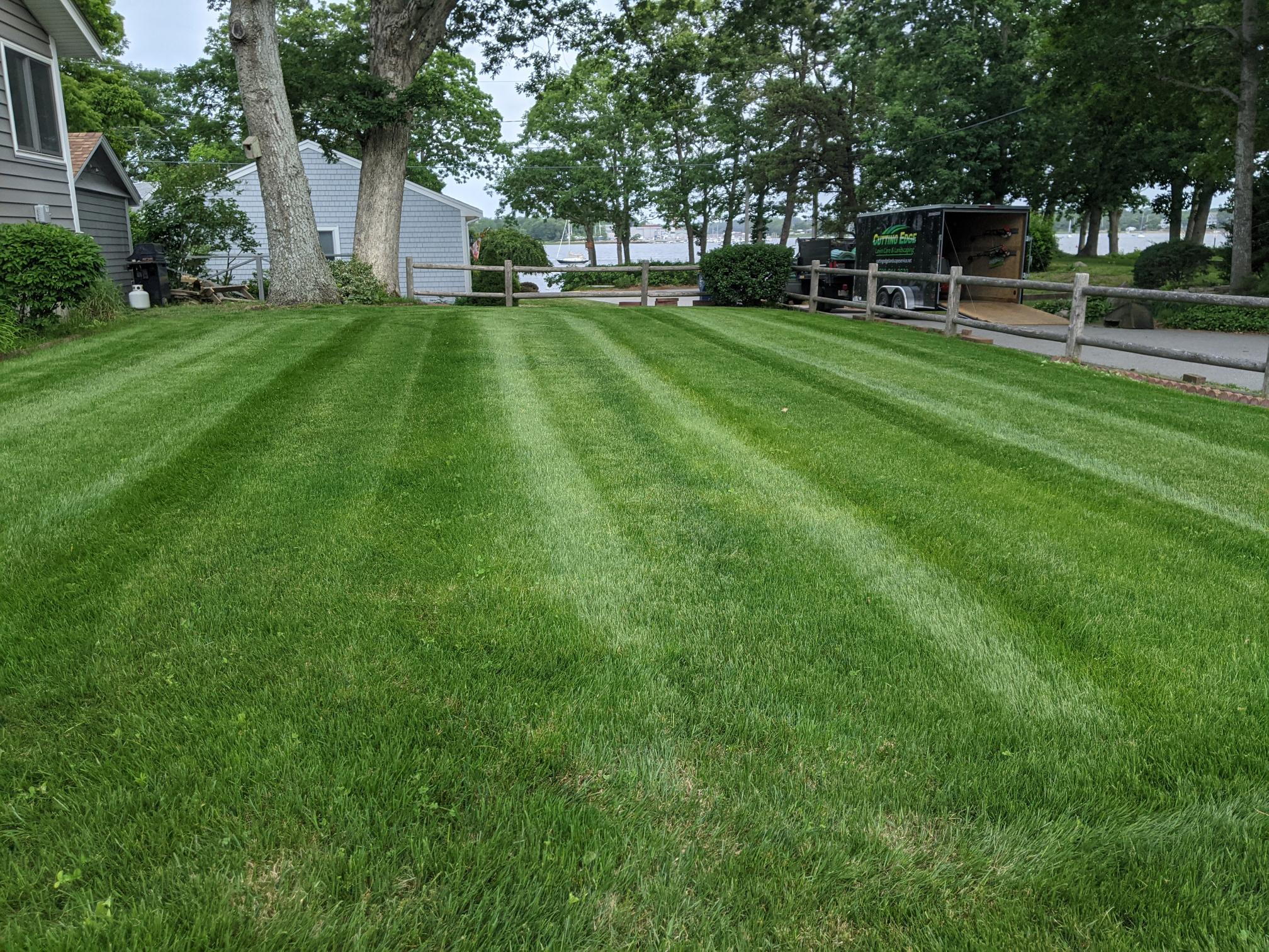 Fresh sod rolls laid on a Sudbury residential property