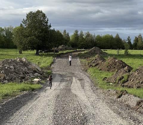 Freshly graded gravel driveway on a Sudbury Ontario home