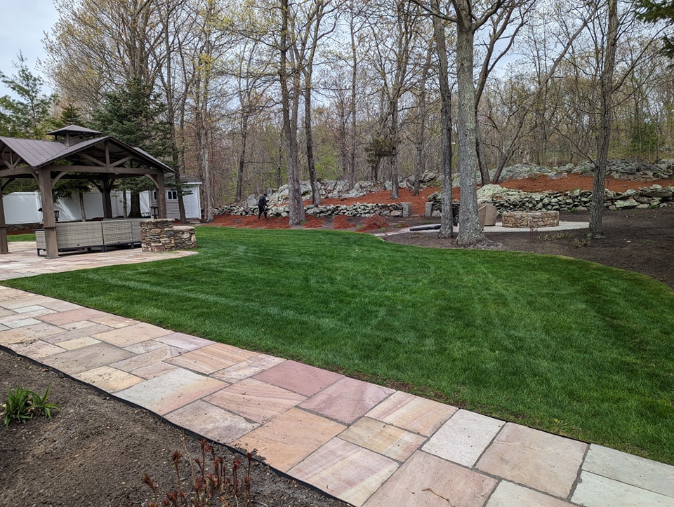 Freshly installed natural sod lawn by Cutting Edge Lawn and Landscaping in Greater Sudbury Ontario