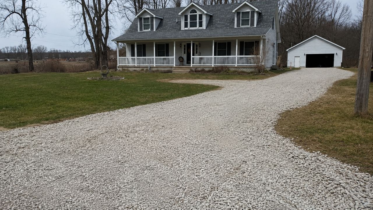 Gravel driveway installed on a residential property in Sudbury Ontario