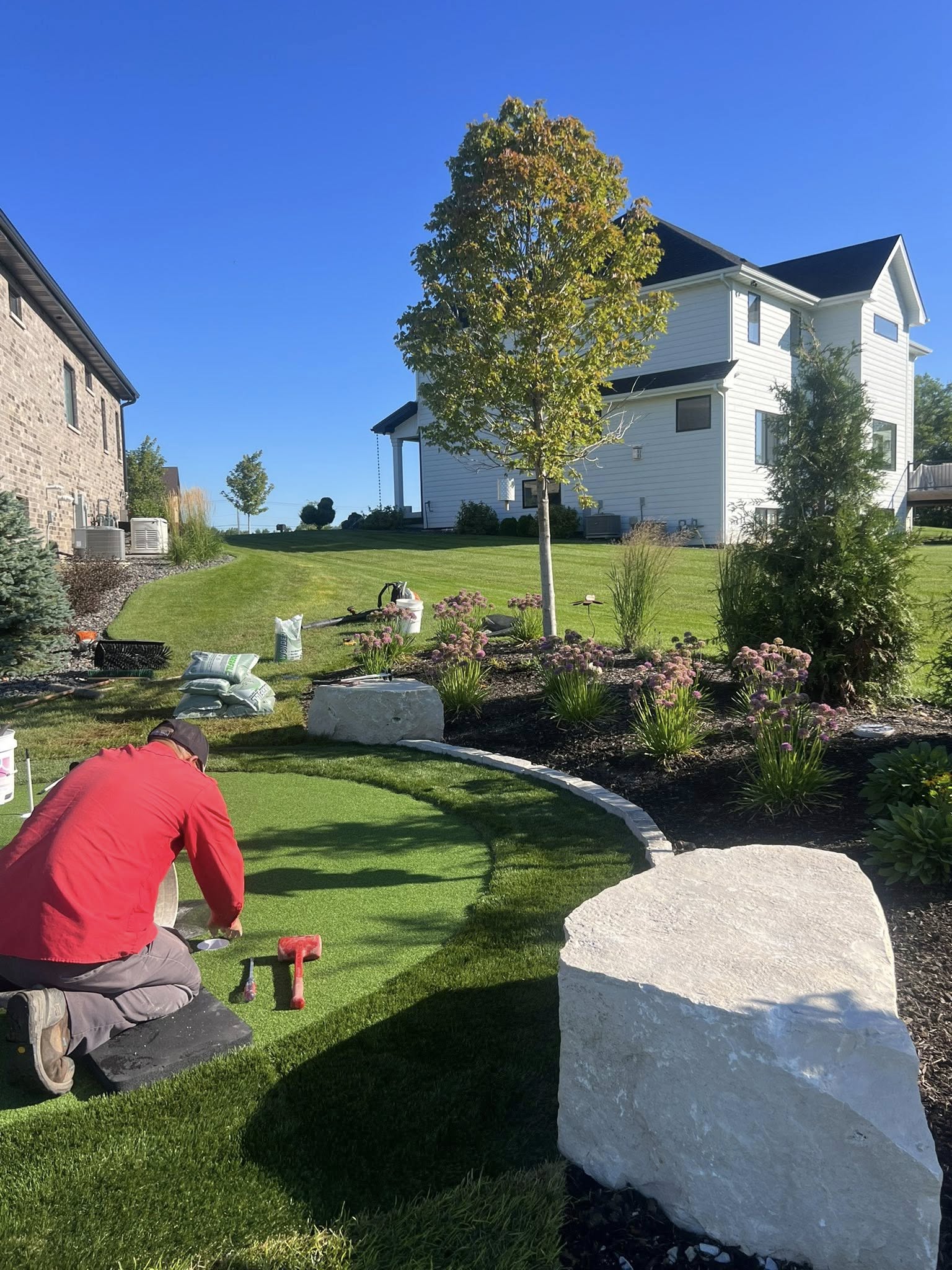 Healthy green lawn after spring recovery Sudbury Ontario
