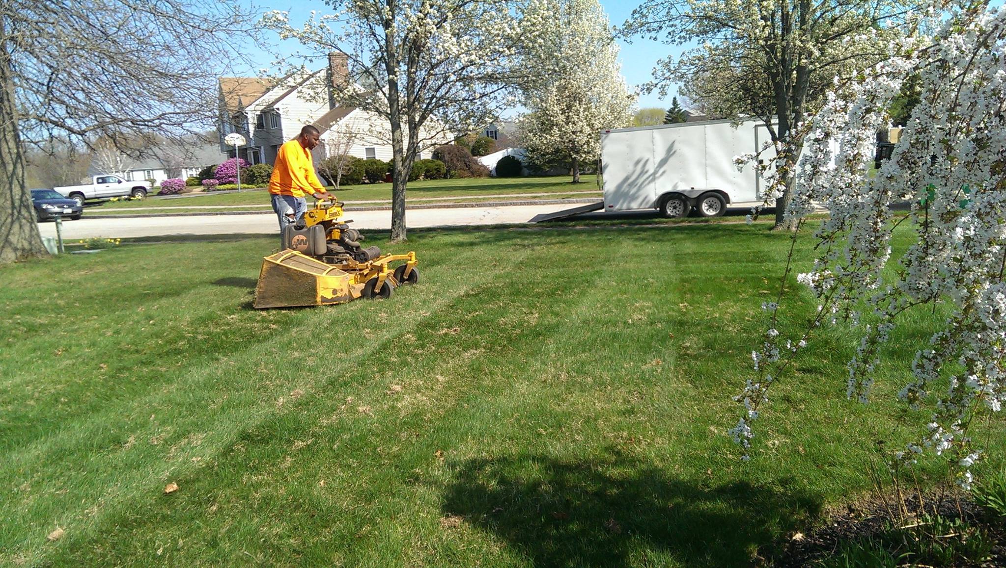Lawn aeration machine on Sudbury property