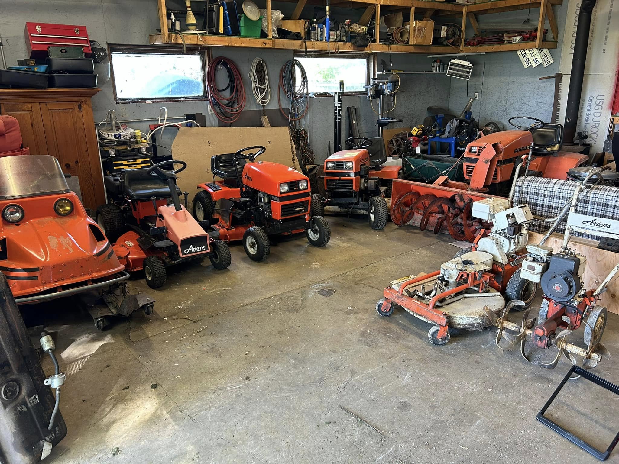 Lawn mower rental equipment at a hardware store in Sudbury Ontario