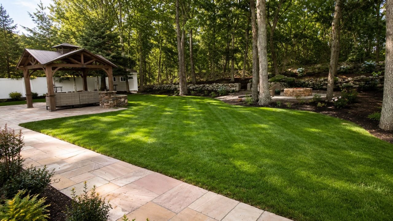 Natural sod lawn vs artificial grass turf comparison in a Greater Sudbury Ontario residential backyard