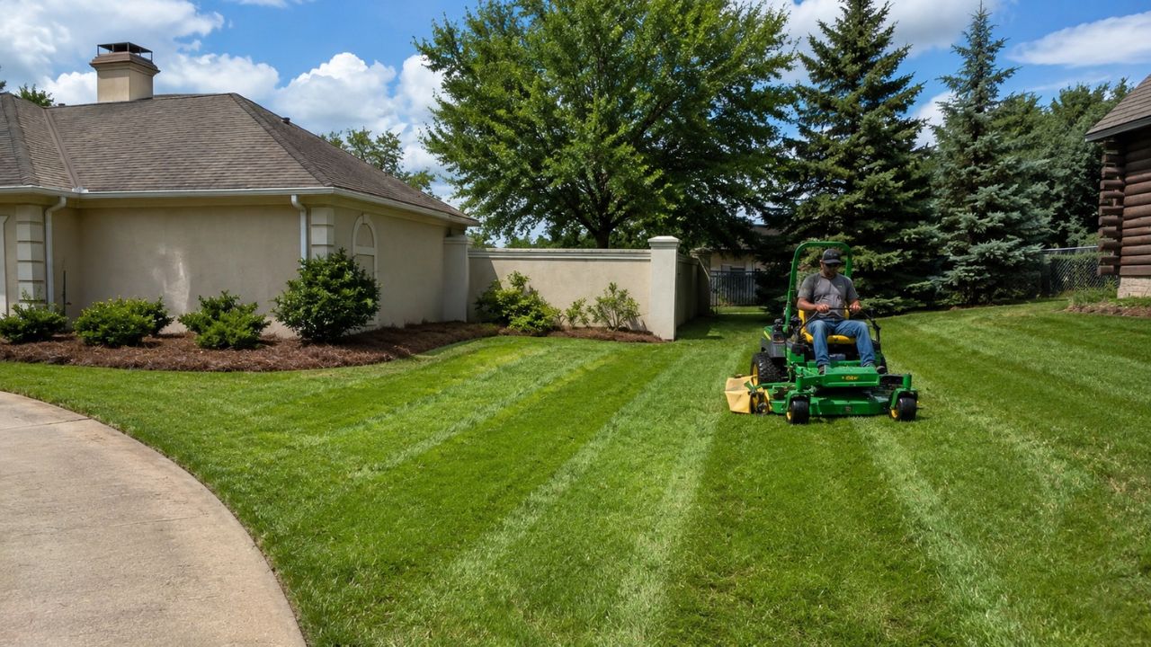 Residential lawn mower on a green lawn in Greater Sudbury Ontario