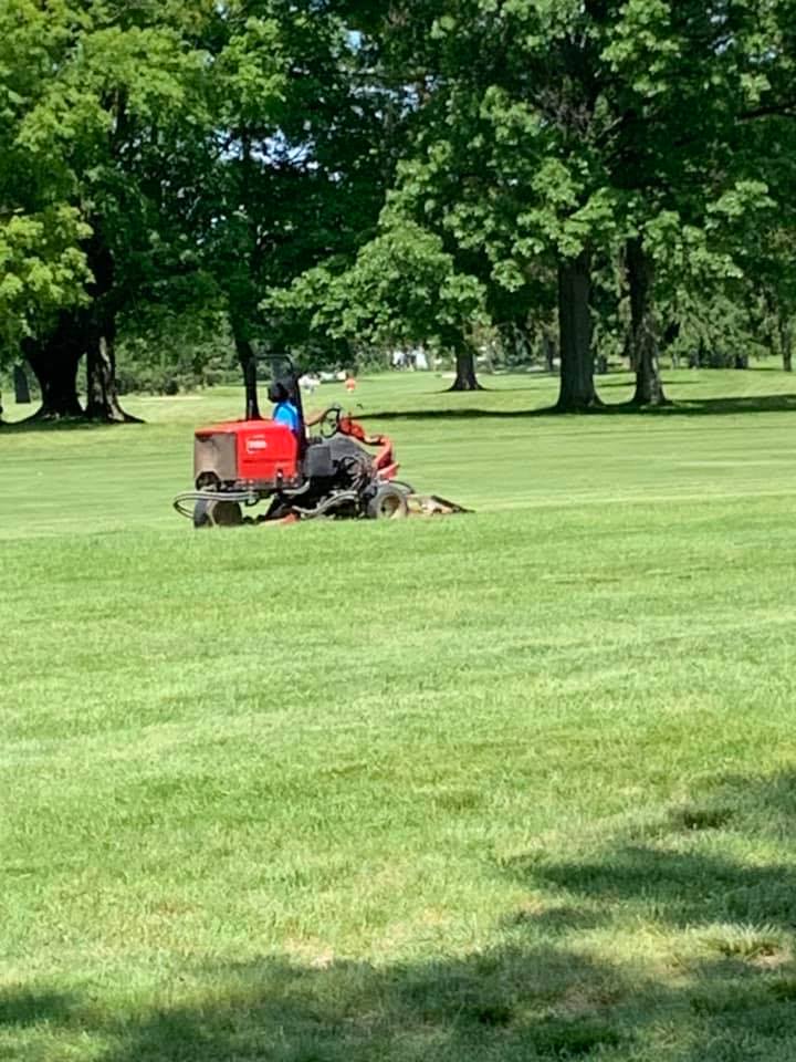 Ryan Lingenfelter assessing a new homeowner lawn in Sudbury Ontario in spring
