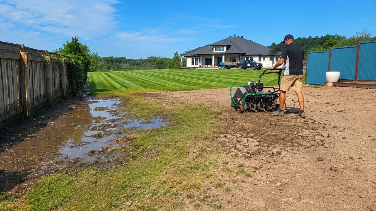 Ryan Lingenfelter walking Sudbury lawn property assessment May