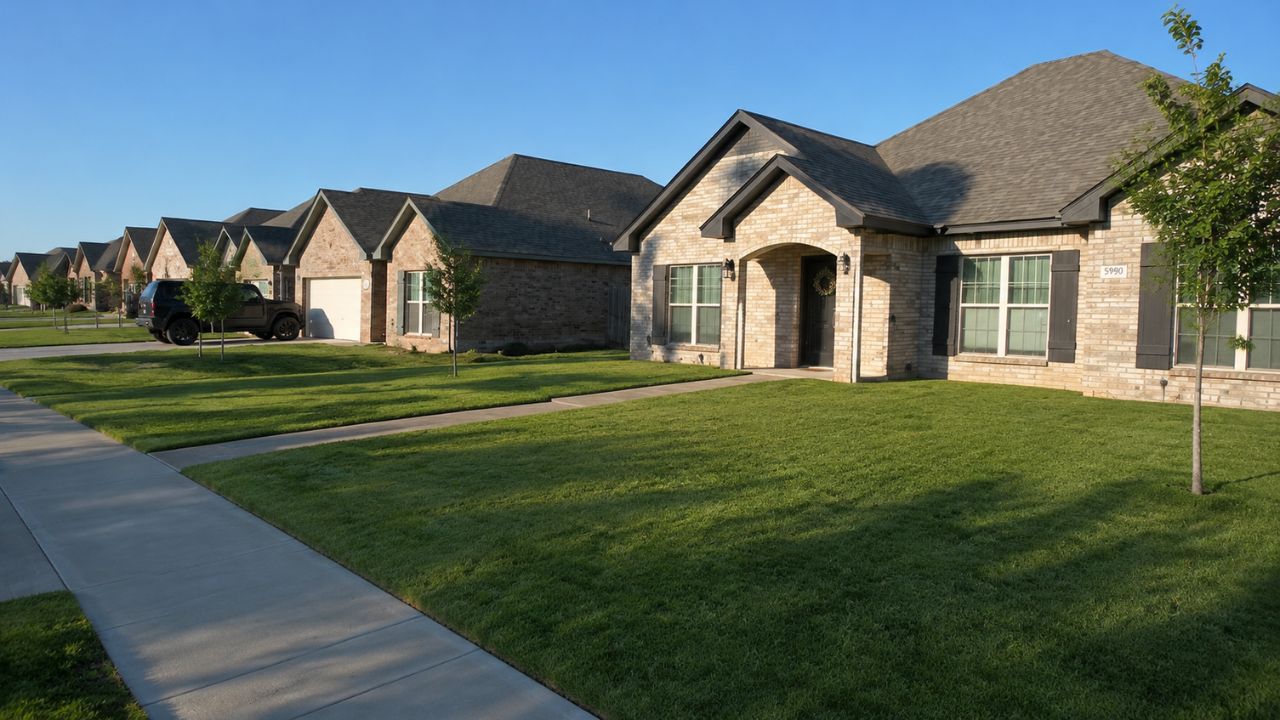 Well maintained front lawn of a residential home in Greater Sudbury Ontario