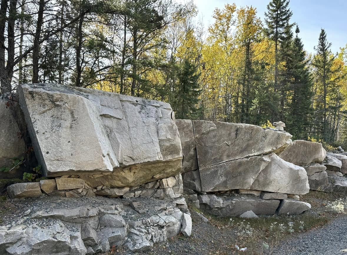 Canadian Shield bedrock visible near a residential property in Sudbury Ontario