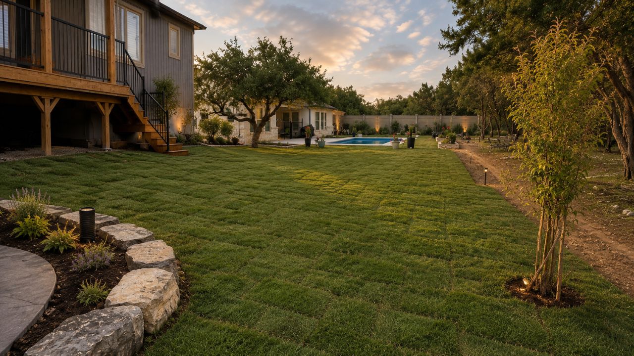 Fresh sod installation residential lawn Ontario small town property