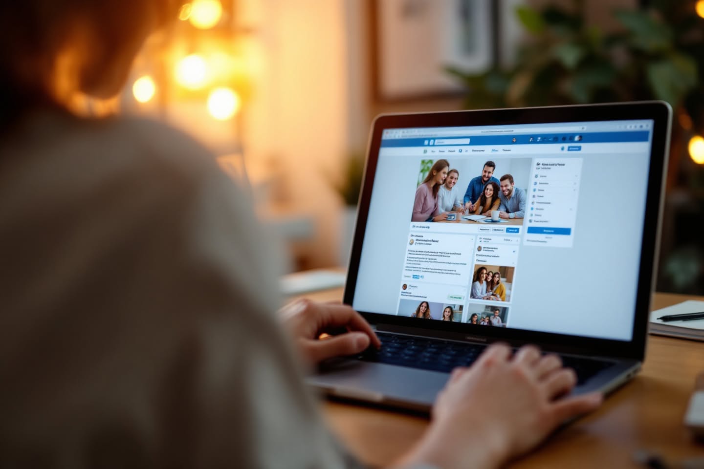 Homeowner reading lawn mowing company website content on laptop Sudbury