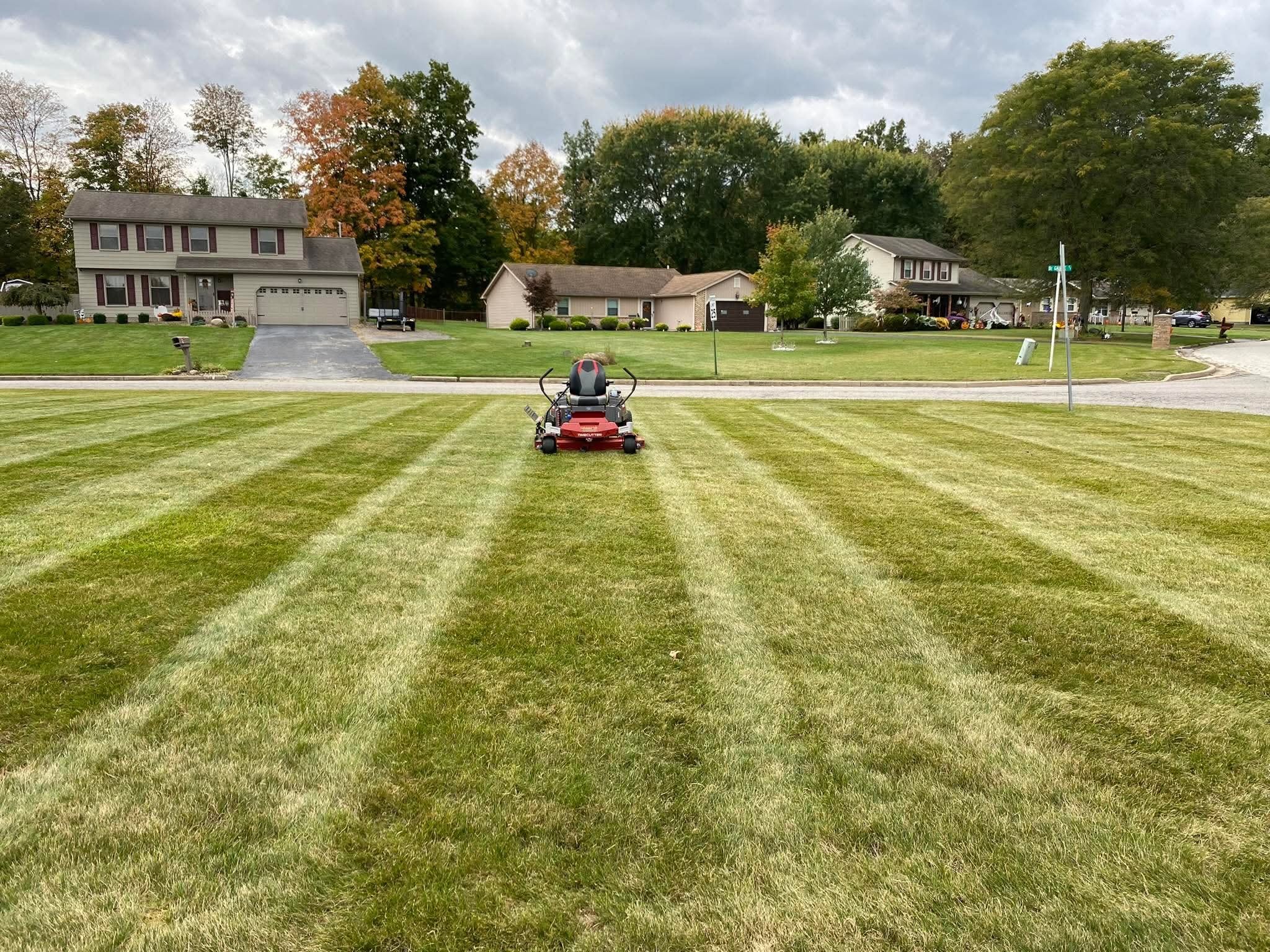 Large flat open lawn in Sudbury Ontario where riding mower is the appropriate choice