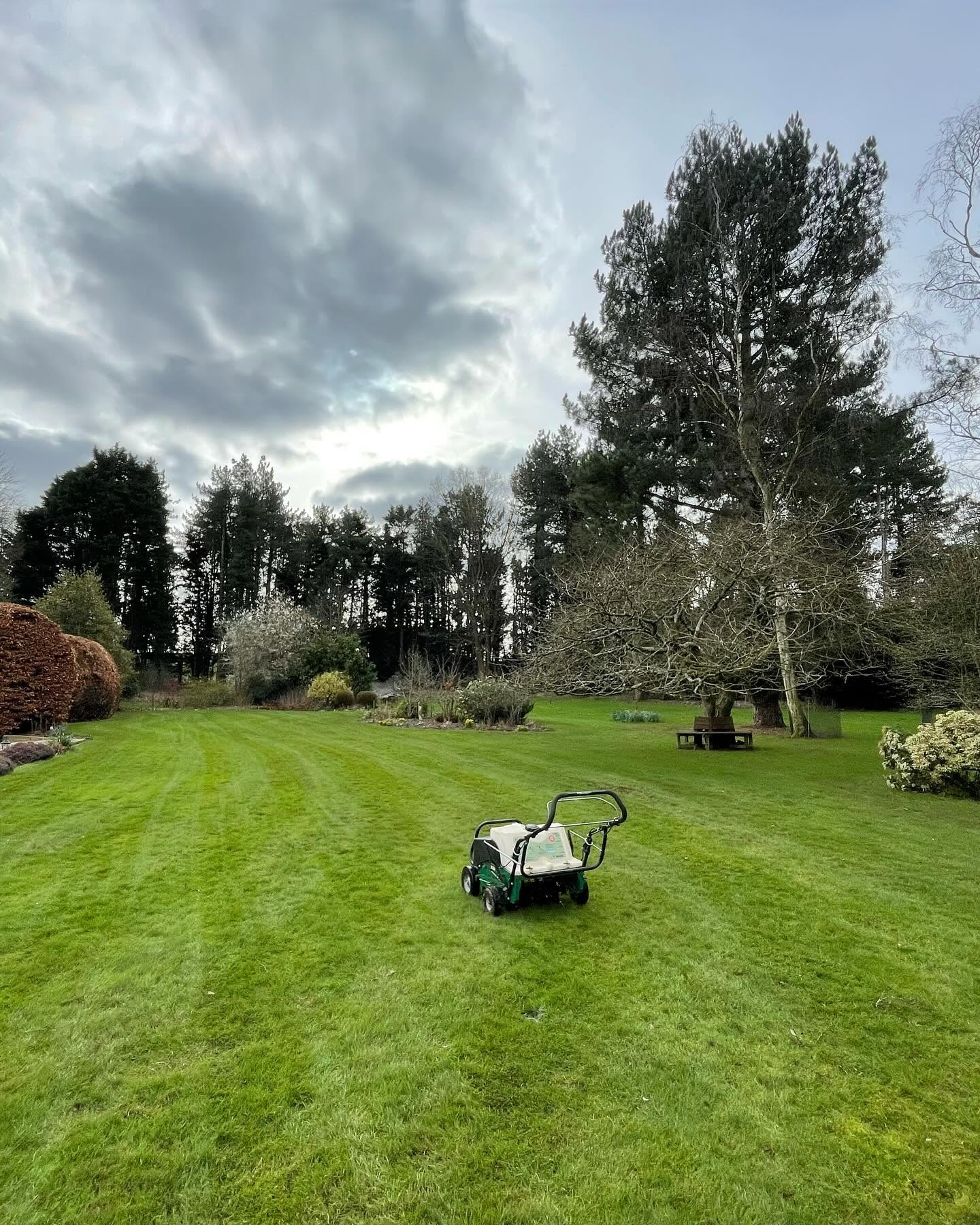 Large open lawn area on Sudbury rural property suited for riding mower
