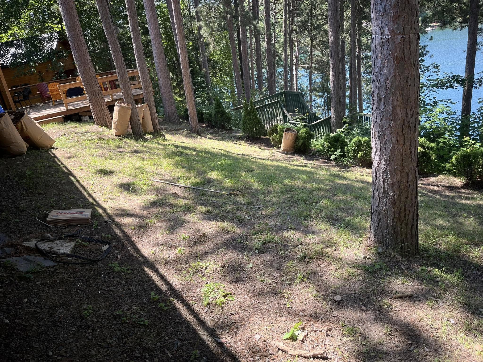 Lawn renovation in progress on a residential property in Lively Ontario