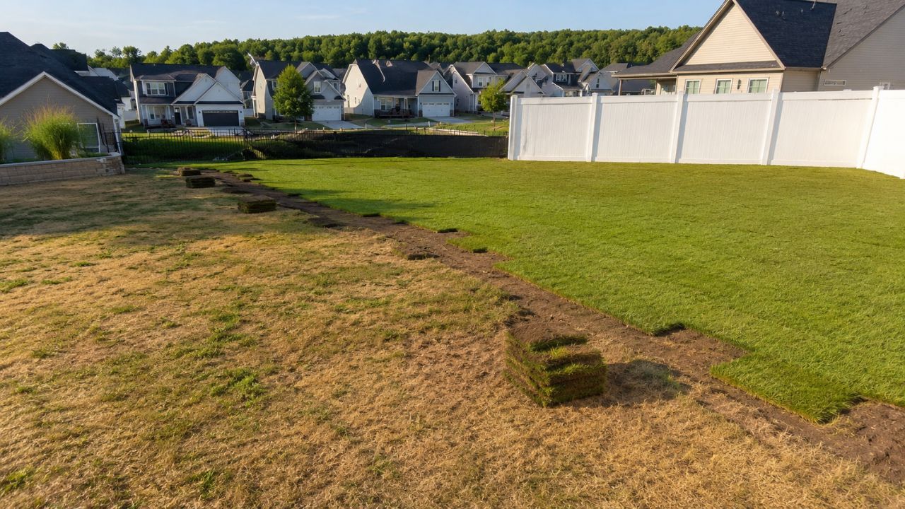New sod installation being watered Greater Sudbury Ontario first week
