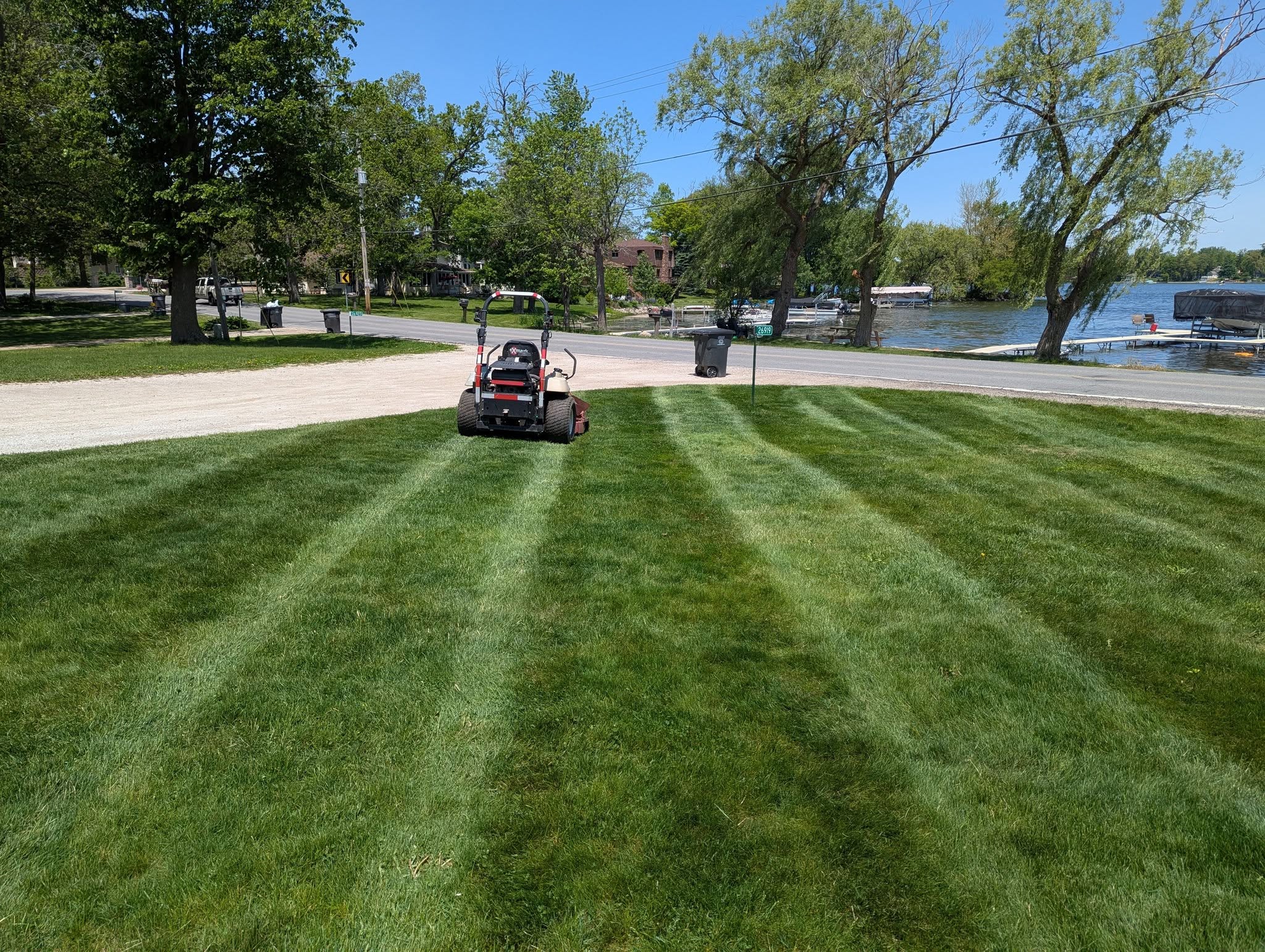 Properly established healthy lawn after temporary shading during a heat event Sudbury