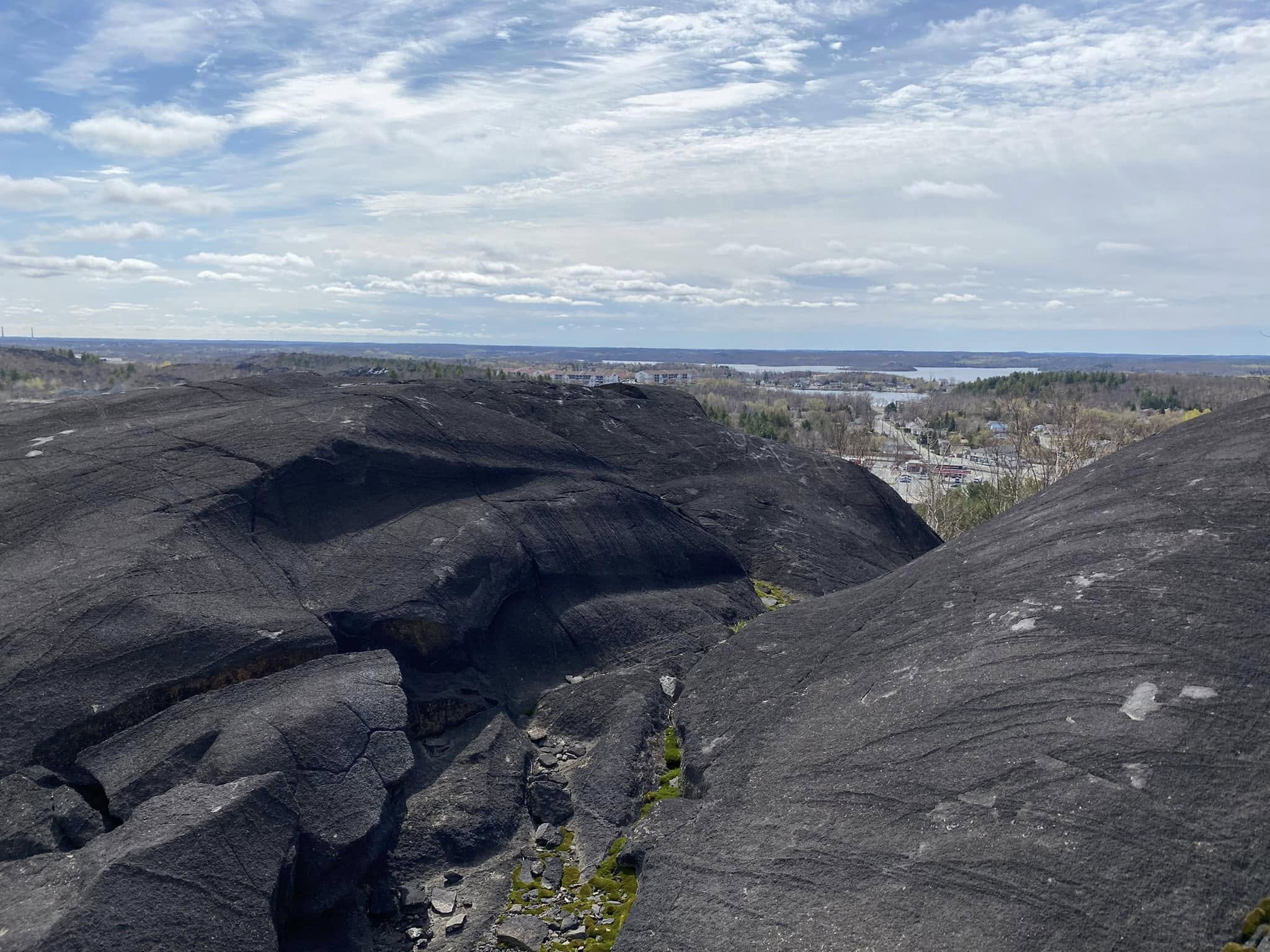 Rocky bedrock visible in Greater Sudbury Ontario landscape