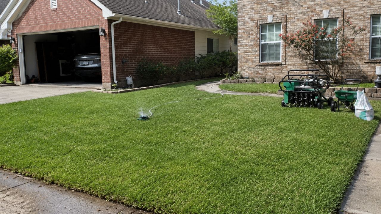 Ryan Lingenfelter assessing bare patchy lawn repair options residential property Greater Sudbury Ontario