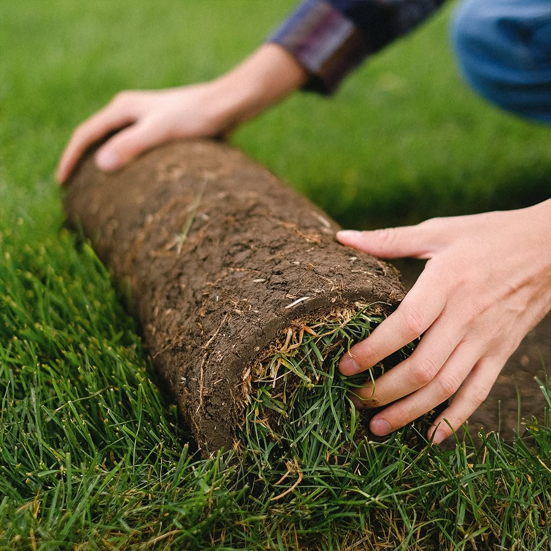 Ryan Lingenfelter installing fresh sod rolls residential lawn Greater Sudbury Ontario