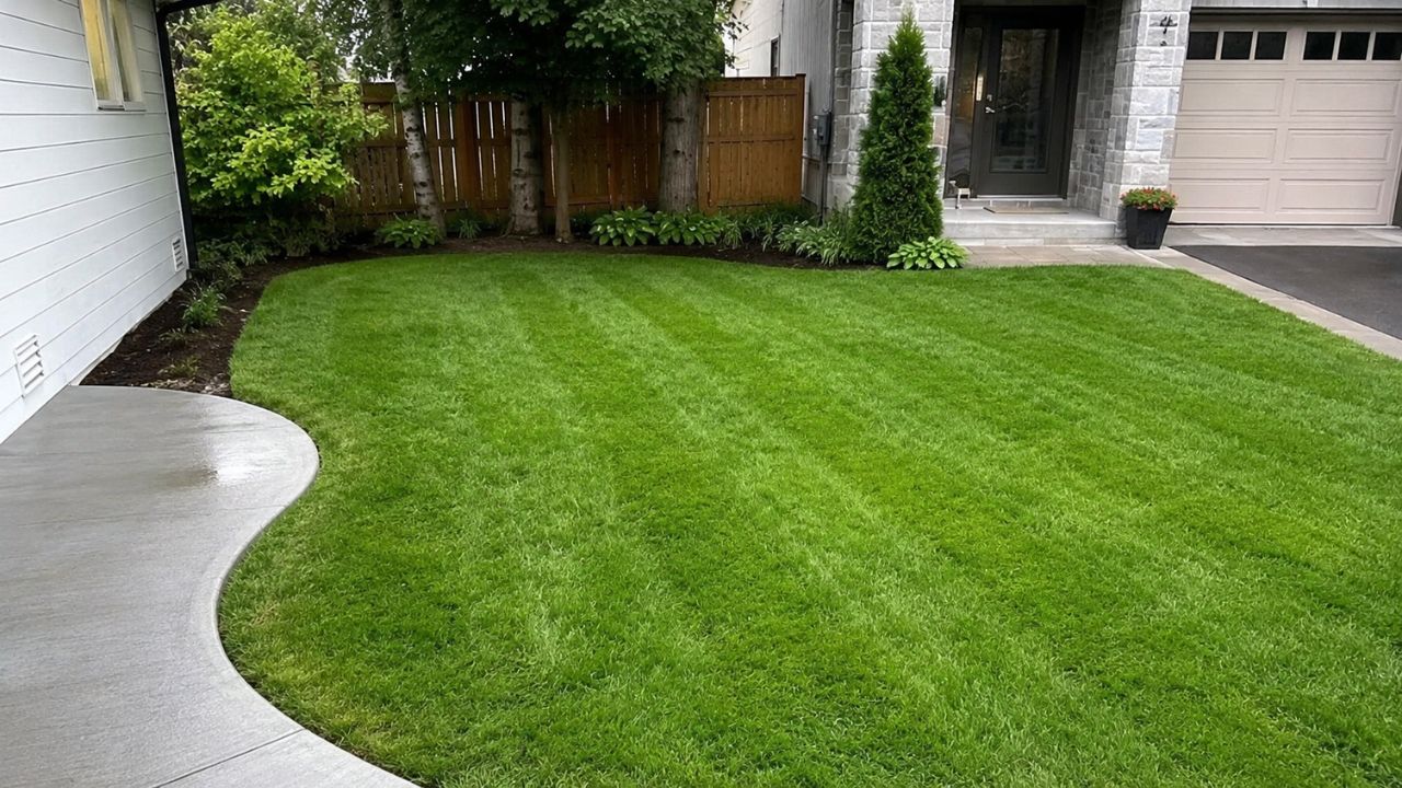 Ryan Lingenfelter talking to homeowner personalised lawn assessment residential property Greater Sudbury Ontario