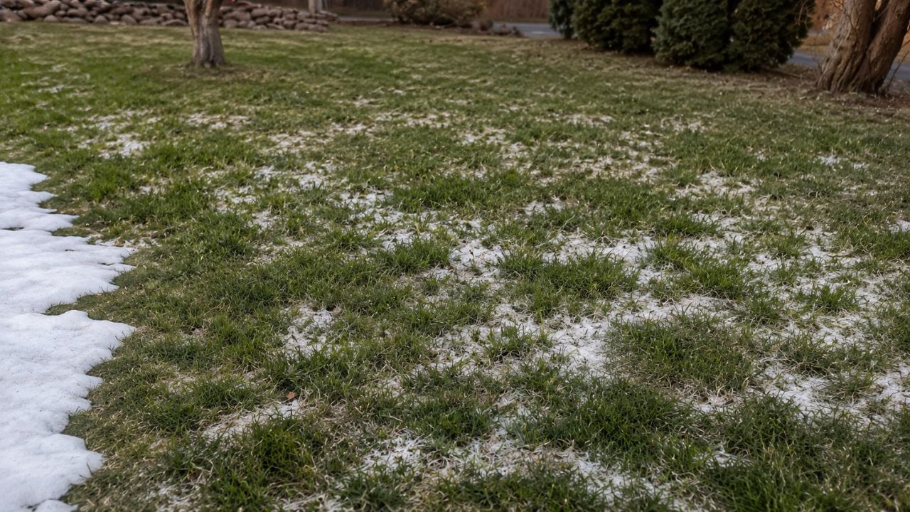 Snow mould damage residential lawn Sudbury Ontario spring circular dead patches