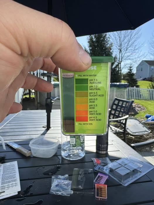 Sudbury Ontario lawn soil pH test showing acidic conditions that silently limit fertilizer effectiveness