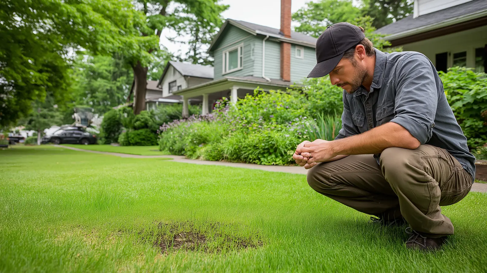 Summer lawn recovery action being taken on stressed Sudbury property July