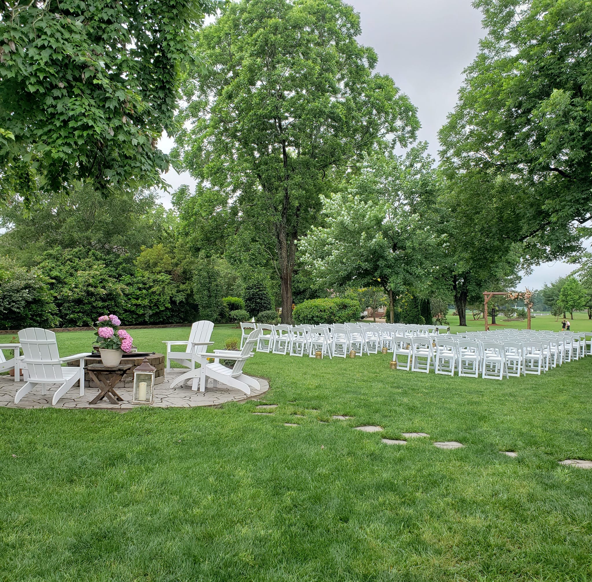 Val Caron Sudbury backyard lawn transformed and ready for outdoor wedding