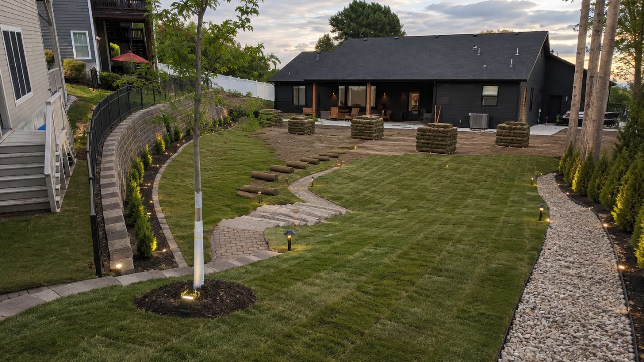 sod rolls delivered for installation on a Sudbury Ontario residential lawn